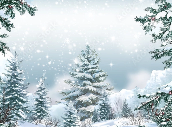 Obraz Paesaggio invernale con neve