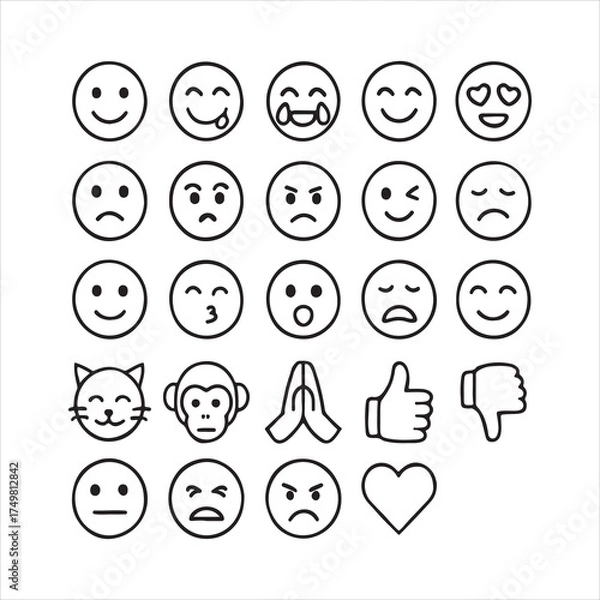 Obraz Emoticon faces outline.