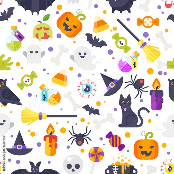 Fototapeta flat style Halloween pattern