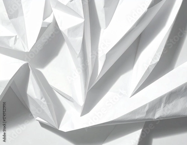 Fototapeta Folded White Paper Overlay with Realistic Creases and Soft Shadows