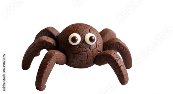 Fototapeta Two chocolate spiders on a white surface.