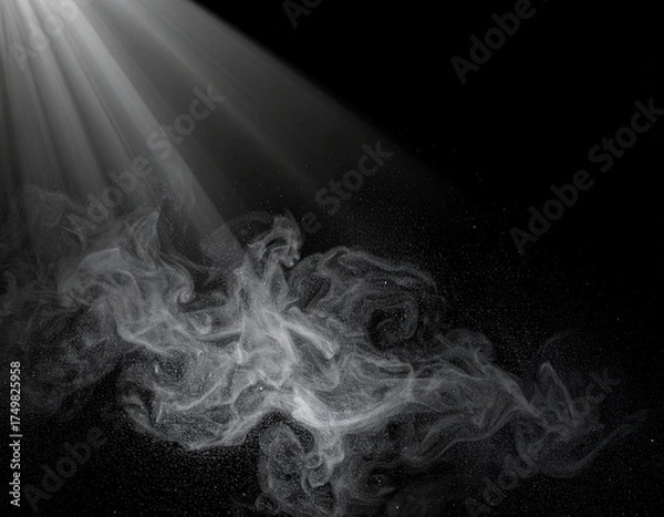 Fototapeta Cinematic Dust and Fog Overlay with Light Rays and Fine Grain Texture