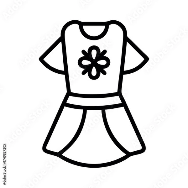 Obraz Simple outline drawing of a child s dress with a flower design
