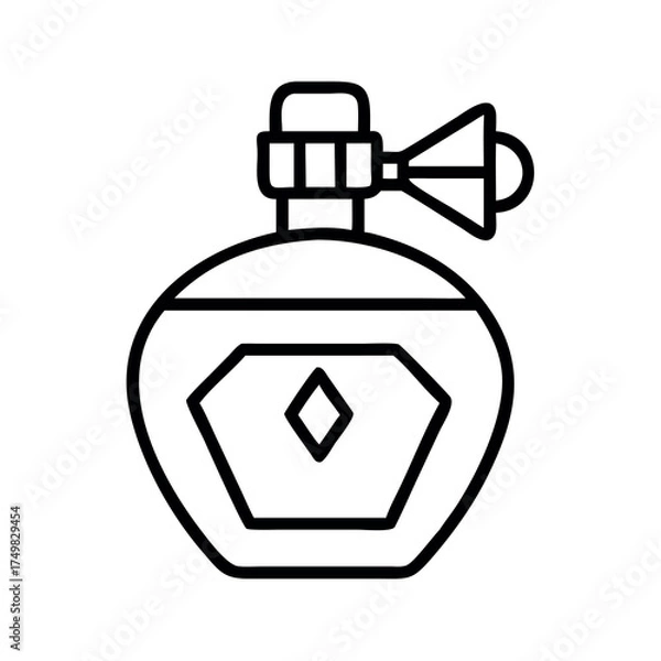 Obraz Elegant outline of a vintage perfume bottle with a diamond emblem