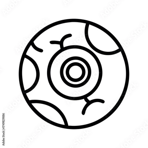 Obraz Simple hand drawn outline of a spooky eyeball with bloodshot veins