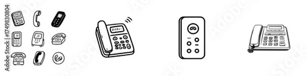 Obraz Hand drawn icons of various telephone and communication devices