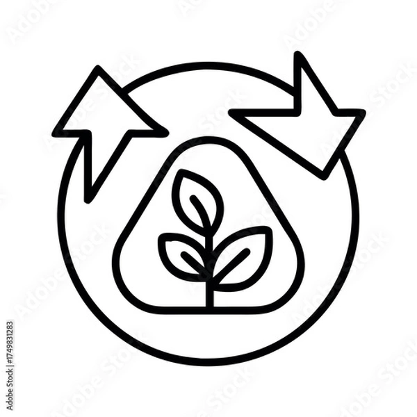 Obraz Eco friendly symbol with plant and recycling arrows representing sustainability and growth