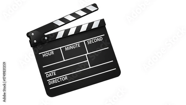 Obraz Classic Movie Clapboard or Film Slate Isolated on a Transparent Background for Video Production and Cinema