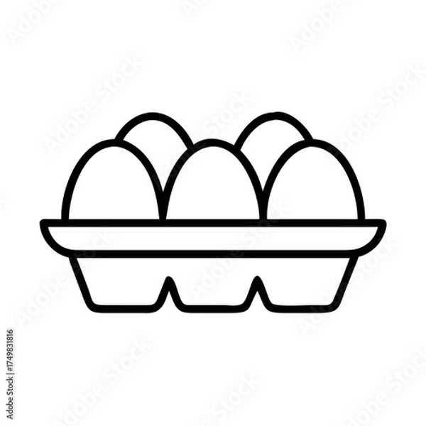 Obraz Simple line art illustration of a carton filled with six eggs