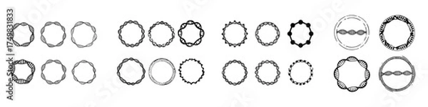 Obraz Hand drawn circular DNA molecule icons and abstract genetic frames