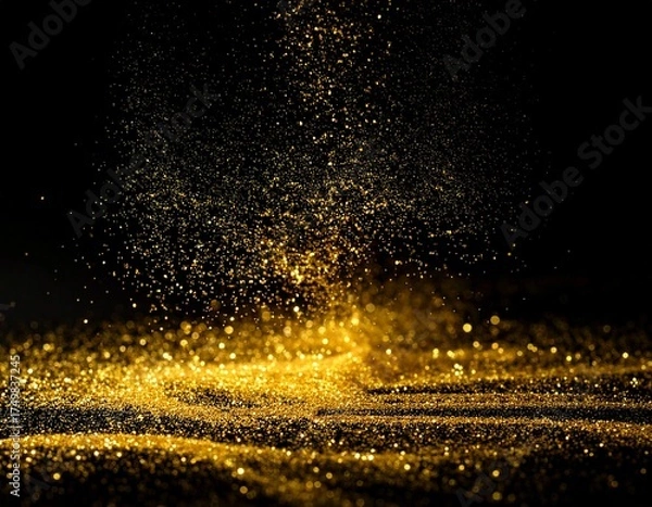 Fototapeta Golden Glitter Dust Overlay with Sparkling New Year Celebration Effect