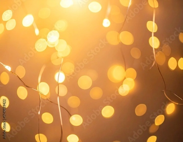Fototapeta Warm Fairy Lights Bokeh Overlay with Cozy Christmas Glow