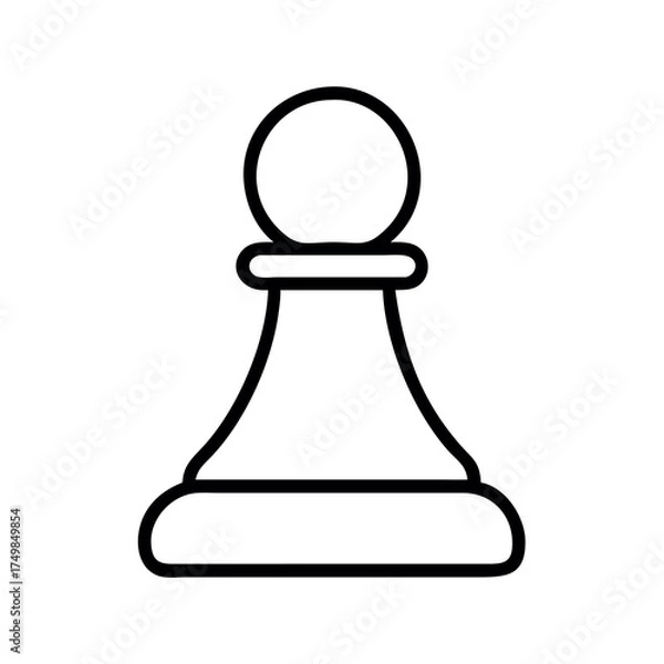 Obraz Simple outline drawing of a black and white chess pawn piece