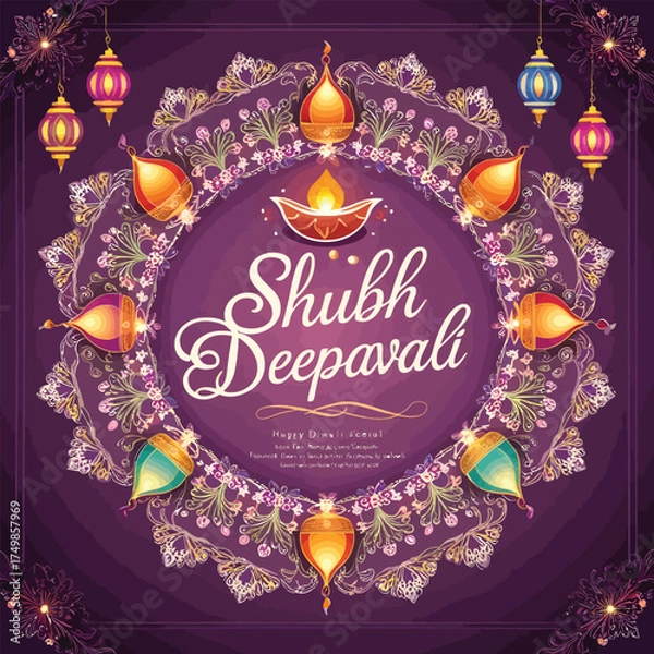 Obraz Happy Diwali - festival greeting and wishing card. 