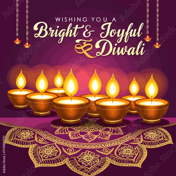 Obraz Happy Diwali - festival greeting and wishing card. 