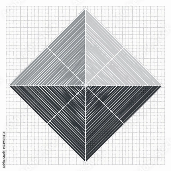 Fototapeta Abstract diamond shape illustration with geometric grayscale pattern