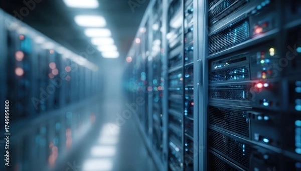Obraz Server room interior, rows of server racks