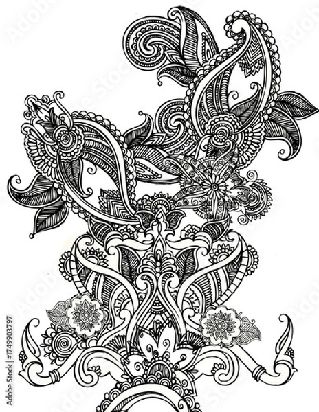 Fototapeta Abstract seamless pattern with floral elements