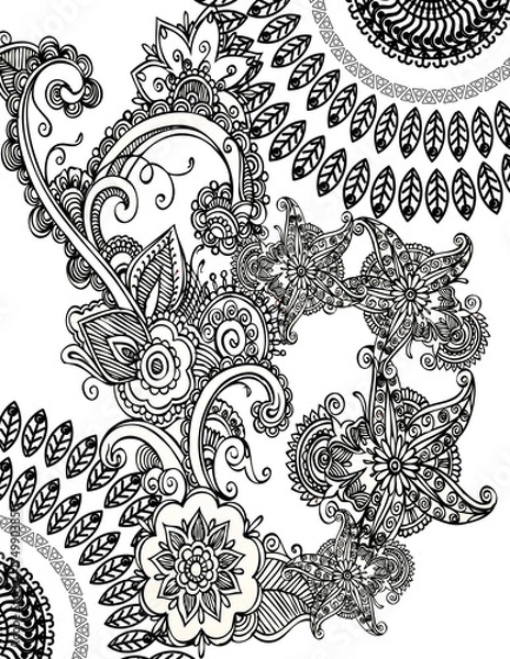 Fototapeta Abstract seamless pattern with floral elements