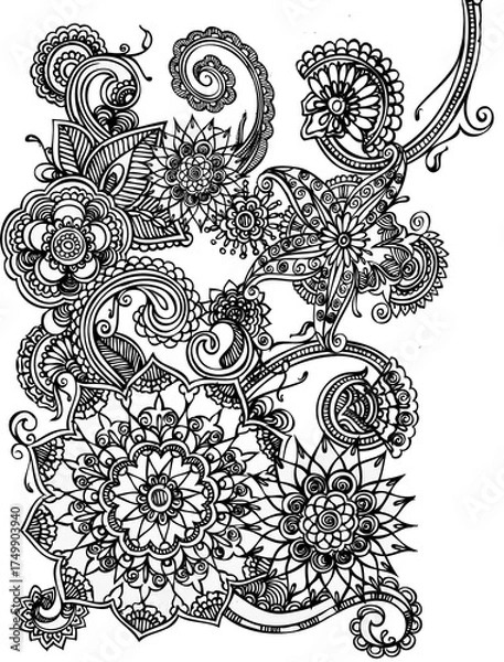 Fototapeta Abstract seamless pattern with floral elements