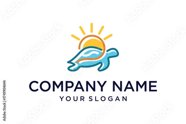 Obraz Turtle swimming near sun logo 