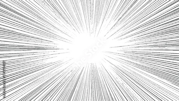 Fototapeta Radial lines burst effect grey white abstract background