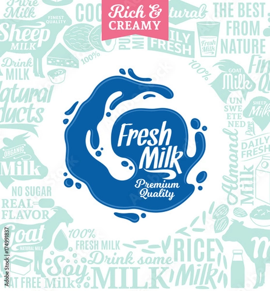 Fototapeta Vector milk logo