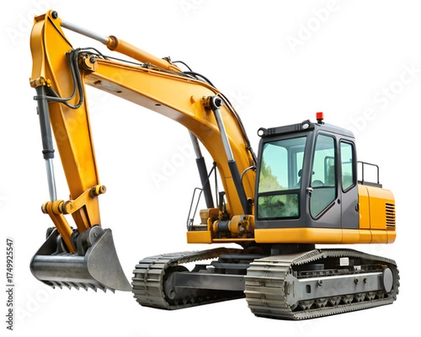 Obraz Yellow excavator isolated on transparent background
