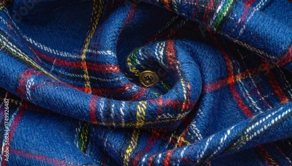 Obraz Closeup of Blue Plaid Fabric Texture.