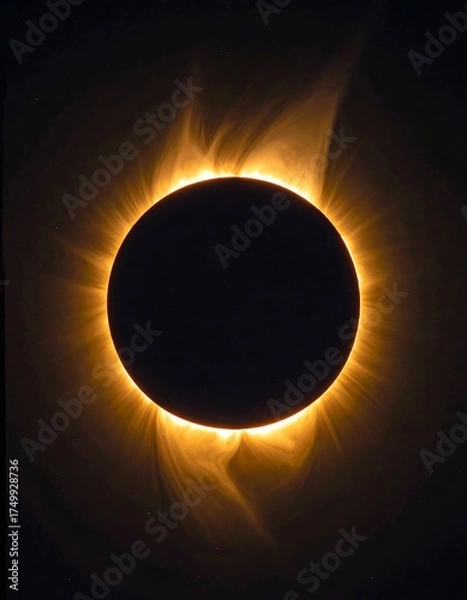 Fototapeta Solar Eclipse, Celestial Event, Cosmic Phenomenon, Stunning View, Dark Sky.