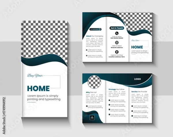 Fototapeta  An outstanding display for a corporate tri fold brochure designed with style and trend.
