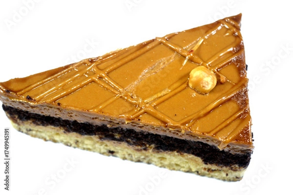 Fototapeta Coffee mousse cake, a traditional French dessert called mousse, whipped cream and egg whites, along with thick fillings, the cake is light and airy and with a smooth, silky, and light feel