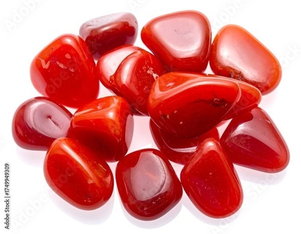 Fototapeta Red Agate Stones Pile.