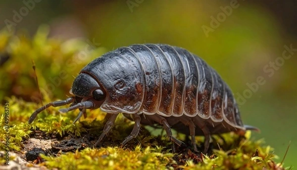 Fototapeta Closeup of a Pillbug on Moss.