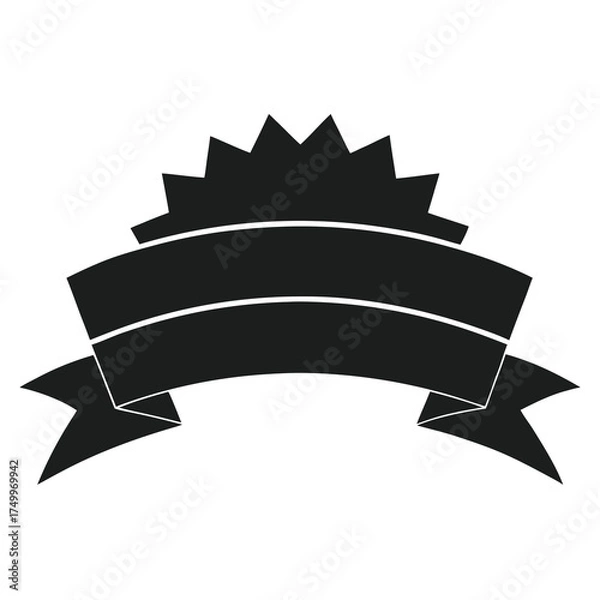 Fototapeta Retro black ribbon silhouette illustration with vintage design elements and text space