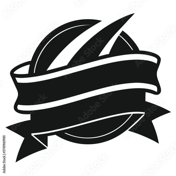 Fototapeta Retro style black ribbon silhouette for branding and design projects
