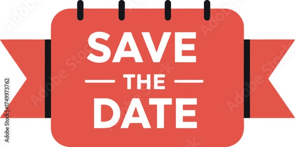 Fototapeta Save the date ribbon calendar announcement invitation event vector