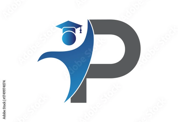Fototapeta Graduation flat Icon human with latter P design concept