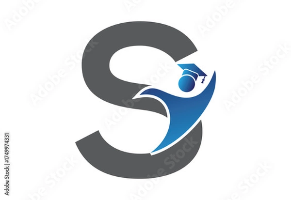 Fototapeta Graduation flat Icon human with latter S design concept