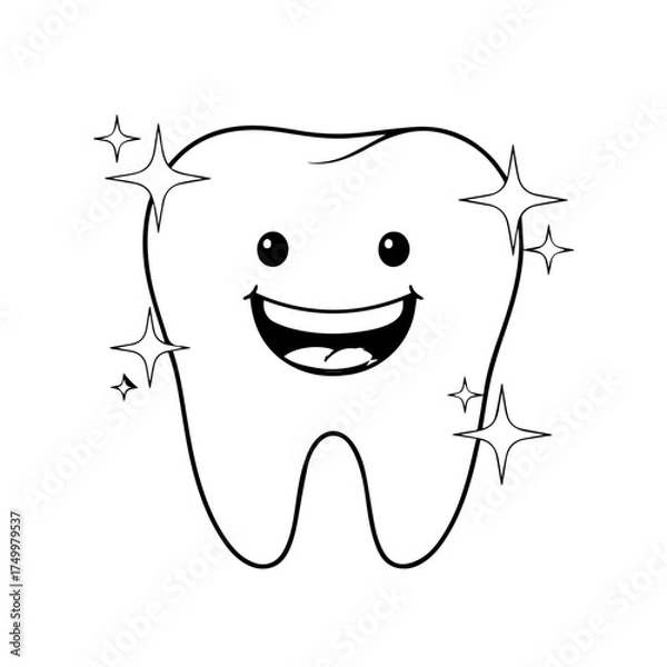 Fototapeta Smiling Cartoon Tooth with Sparkling Cleanliness and Happy Expression.