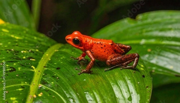 Obraz Red Poison Dart Frog on Leaf.