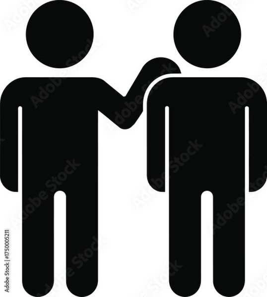 Fototapeta Two People Standing Together Showing Friendship and Support Icon