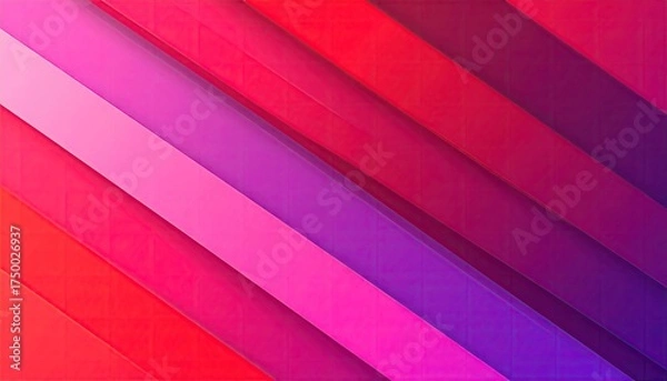Obraz Colorful, layered diagonal stripes transitioning from red to purple, creating depth