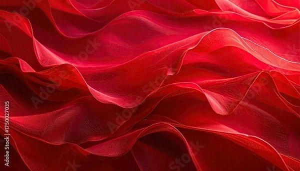 Obraz Abstract image of flowing, translucent red fabric with soft, billowing folds