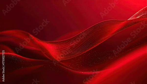 Obraz Abstract crimson waves with shimmering highlights flow across a deep red backdrop