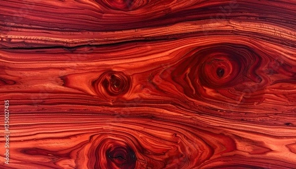 Obraz Close-up view of rich red-brown wood grain, with knotty patterns and organic swirls