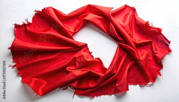 Obraz Bright red fabric elegantly draped, forming a diamond-shaped void on white