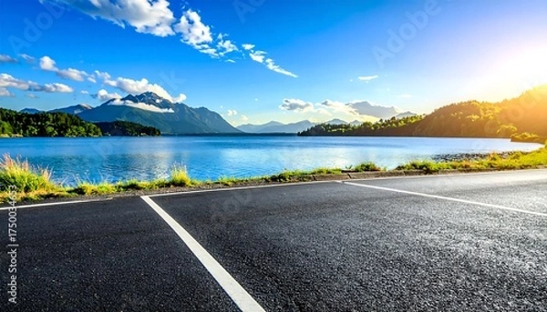 Fototapeta Scenic Mountain Roadside Parking.