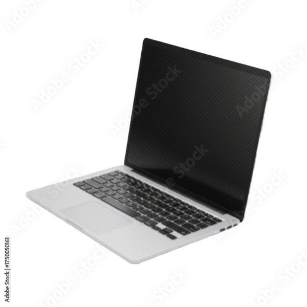 Fototapeta laptop isolated on white background, symbolizing technology, digital work, and modern communication in retro pop art style