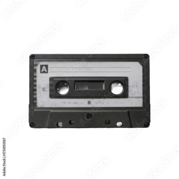 Fototapeta old tape cassette isolated on white background, representing vintage music, retro audio, and nostalgic pop art style